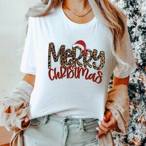 Buffalo Plaid Merry Christmas Graphic T-Shirt Holiday Xmas Tee 84
